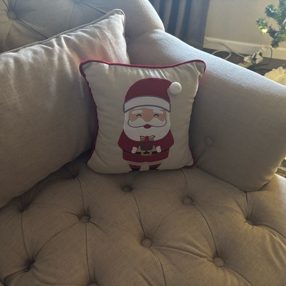 Red Holiday Pillow with Santa Claus Design - Picture 1 of 4